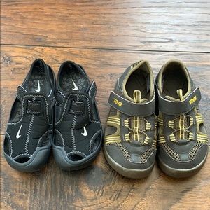 SET OF TWO- sz 8 boys shoes, NIKE and TEVA